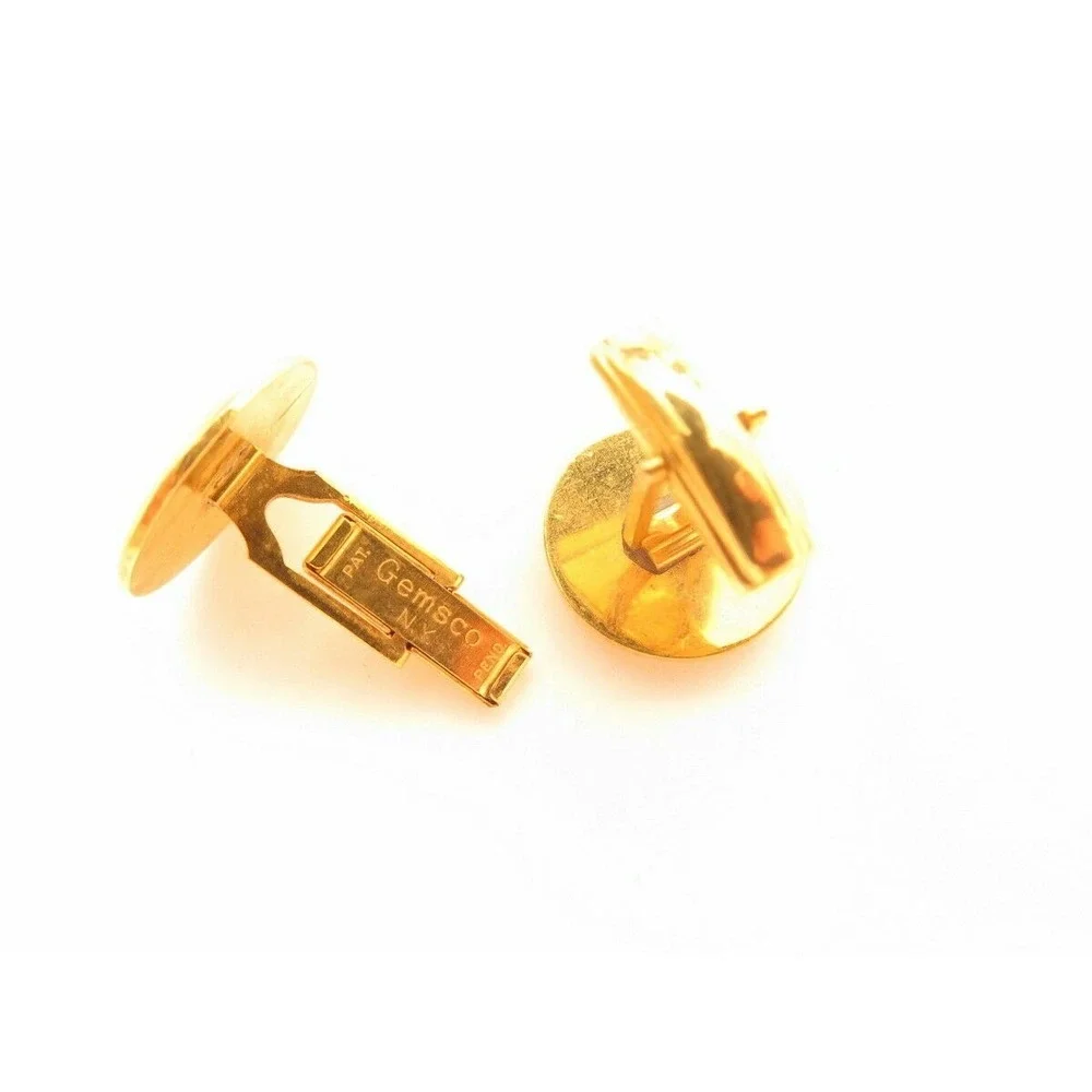 Vintage‎ Flag White & Blue Stripes Red Corner Anchor Gold CUFFLINKS GEMSCO